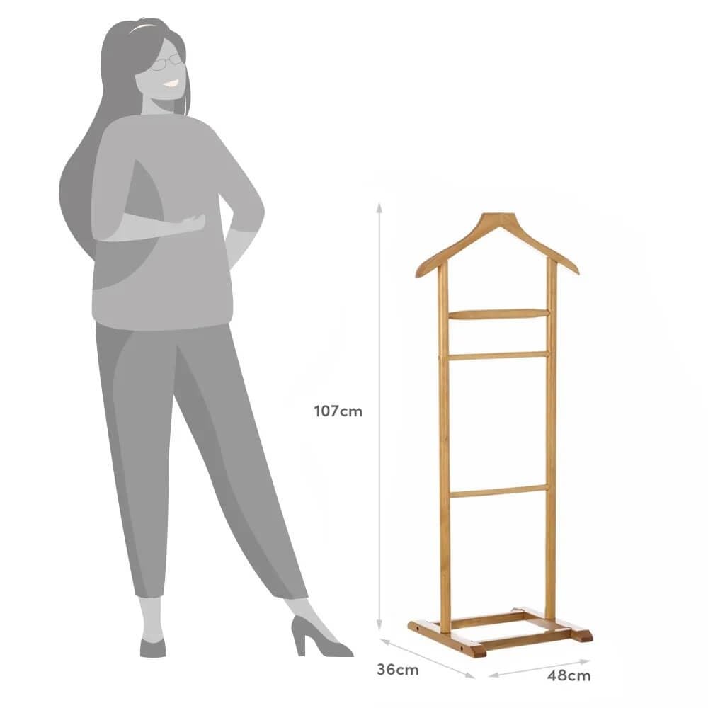 Perchero de Suelo Moderno Beige de Madera Natural para Dormitorio de 107 cm Galán de Noche Nordico (Natural)