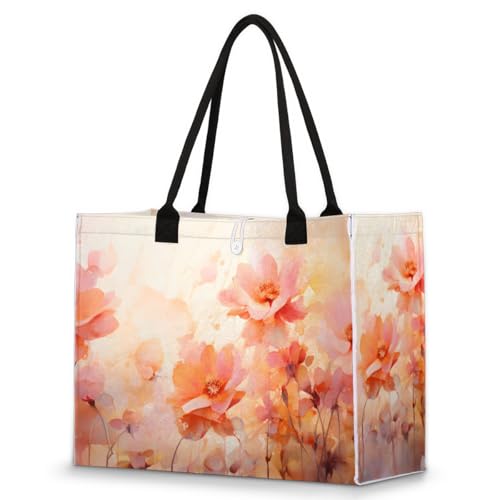 Yellow Ink Flower Tote Bag for Women Large Beach Bag Reusable Tote Bags for Work Travel Beach Shopping