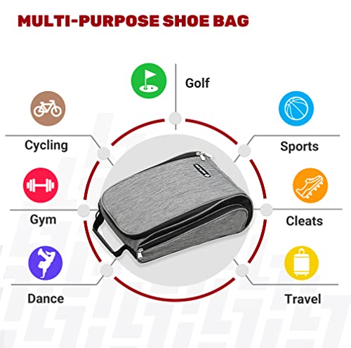 Saplize Golf Shoe Bag, With Mesh Ventilation & Outside Pocket For Golf Aceesories, Breathable Shoe Carrier Tote Bags, Sports Travel Shoe Storage Organizer Bag, Grey #TOP5