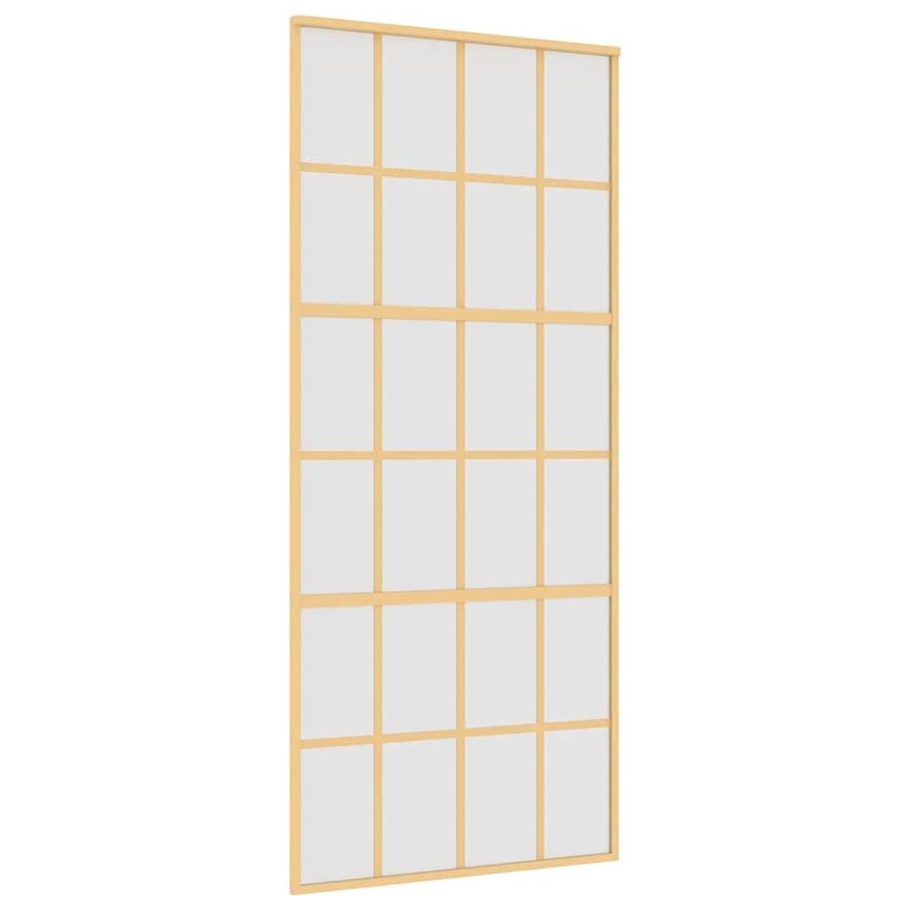vidaXL Sliding Door, Barn Door for Home Internal, Sliding Door Panel with Assembly Kit, Sliding Gate, Gold Frosted ESG Glass and Aluminium