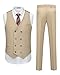 WULFUL Men's 3 Piece Suits Slim Fit Tuxedo Suit Set Double Breasted Suit Jacket Vest Pants Set for Wedding Prom Khaki