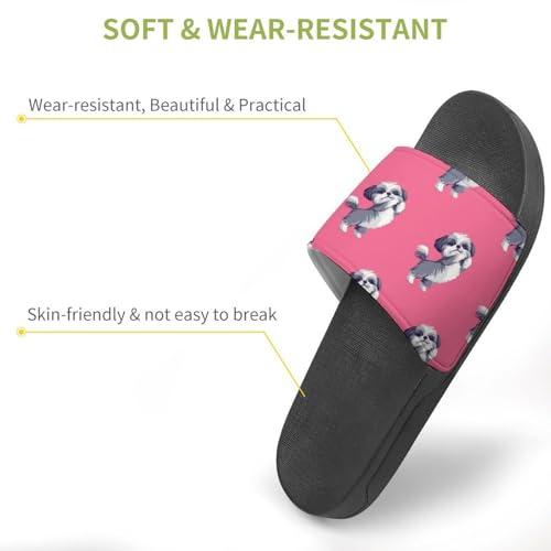 Funny Shih Tzu Dog Slippers for Men Wormen Shower Bathroom Slipper Indoor Beach Non Slip Sandal3