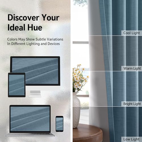 Image of 100% Blackout Shield Curtains, Blue, 50''W x 84''L, 2 Panels, Grommet Top, Thermal Insulated, Full Light Blackout, Living Room /Bedroom