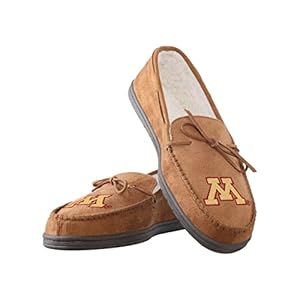 FOCO NCAA Minnesota Golden Gophers Mens College Team Logo Moccasin Slippers, Tan, Medium (9-10)