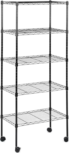 Image of Simple Deluxe 5-Tier Storage Shelves, 21 inch W x 12 inch D x 54 inch H Adjustable Heavy Duty Wire Metal Shelving Unit, Black