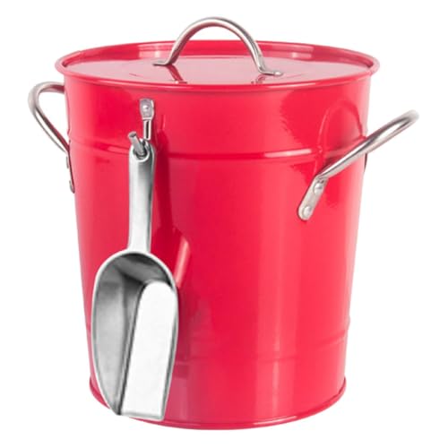 ibasenice Seau à Glace Rétro en Fer Rouge 3l Poignée Robuste et Facile à Transporter pour Maison et Restaurant