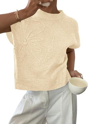 PRETTYGARDEN Women's 2026 Spring Sweater Vest Trendy Flower Knit Short