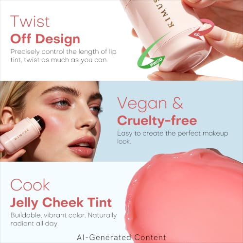 Image of KIMUSE Jelly Cheek & Lip Tint, Watercolor Blush, Multi-Use Makeup, Tint for Cheeks, Lips & Eyes, Lightweight, Sheer & Buildable Color, Vegan Formula, Cruelty-Free