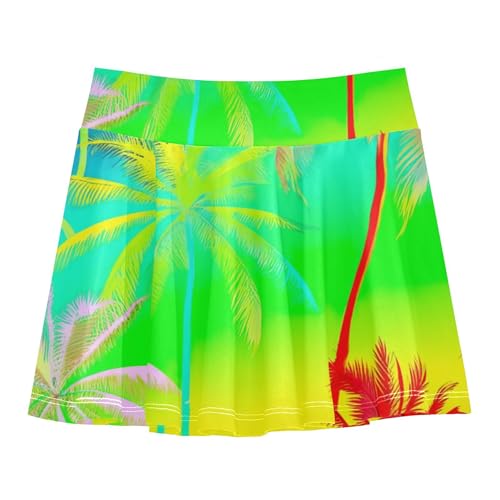 Tropical Palm Tree Colorful Gradient Toddler Tennis Skirts Kid Teen Girls' Shorts Athletic Skorts Butterfly Skirt 4t