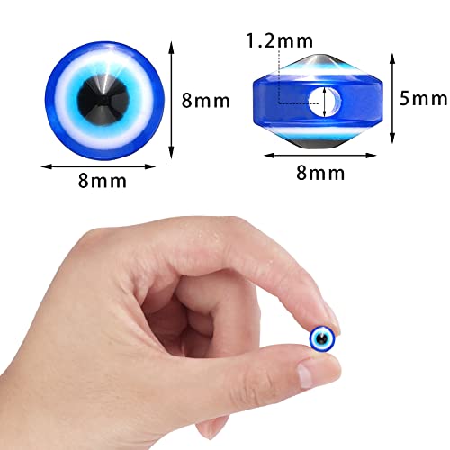 400Pcs Blue Evil Eye Beads for Jewelry Making 8mm Evil Eye Charms for Bracelet Making Handmade Resin Turkish Evil Eye Spacer Beads Charms Round Bead for Bracelets Necklace Earrings DIY Crafts