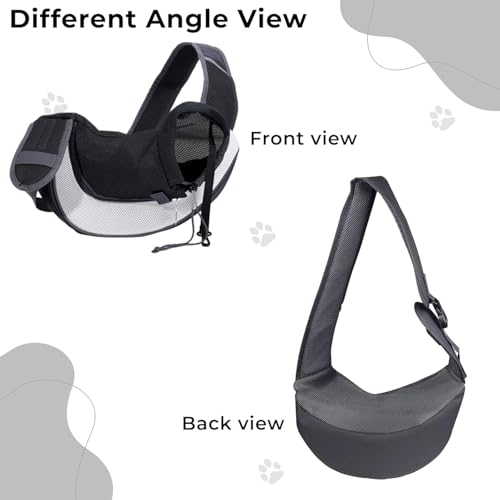 Image of Kraptick Pet Sling Carrier, Pet Carrier Bag for Shitzu Puppy, Cat, Rabbit with Comfortable Adjustable Pouch Single Shoulder Carry Tote Handbag for Pets (Large, Black & White)
