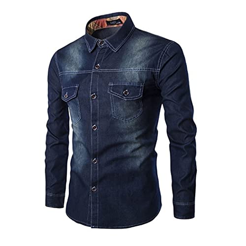 Chemise en jean homme noire XXL - Coupe confortable à manches longues