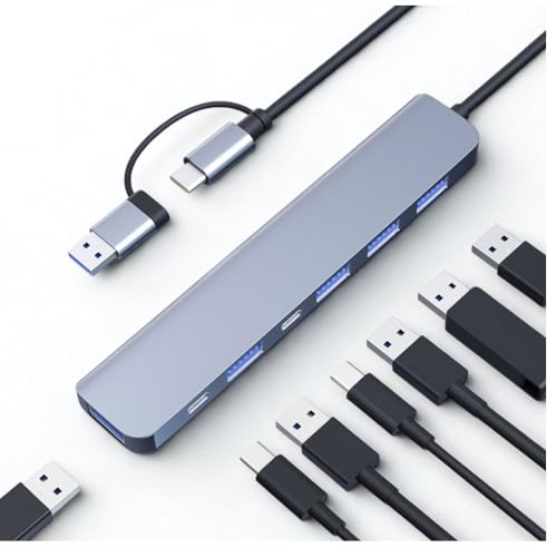 ALapGadget, Hub USB, Docking Station 7 en 1: unifica Todas Las Conexiones en una Sola estacion. Ideal para Llevar a Todos Lados Gracias a su tamaño. Carga Dual Tipo c USB 3.0 USB 2.0