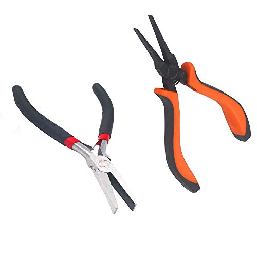 5 Inch Flat Nose Pliers and 5.5 Inch Flat Nose Pliers Bundle, Professional Hand Tool for Jewelry Making Wire Bending Wrapping Repairing Tool