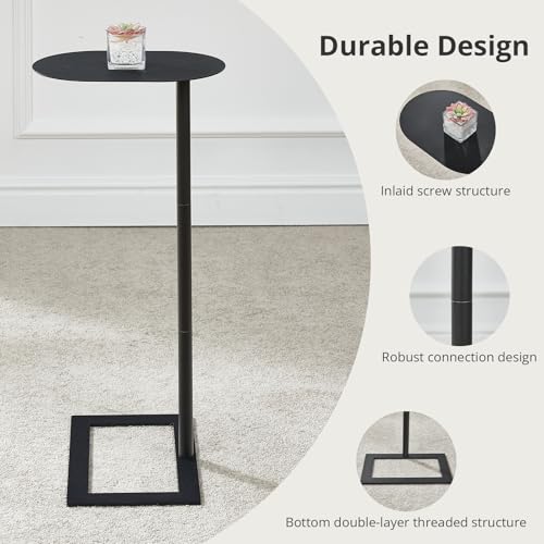 Stable C Table End Table, 23.4" Tall C Shaped Side Table that Slides Under Sofa, Slim Under Couch Table, Modern Industrial Coffee Tray Table for Living Room Bedroom (Black, Large) by ZEXVIDA - Image 8