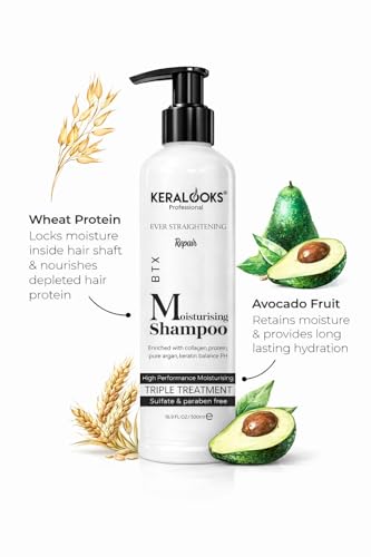 Image of Moisturising Shampoo for Dry Hair 250ml | Daily Use | Moisturizes & Hydrates | Straight & Shiny Hair | Colour Protect | Sulfate & Paraben-Free