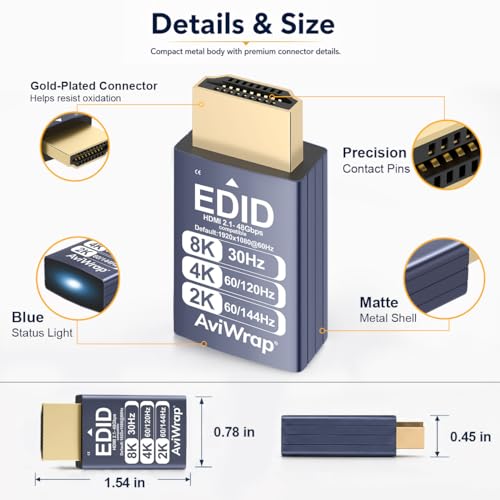 Adaptador virtual HDMI 8K 30Hz con emulador EDID miniatura 6