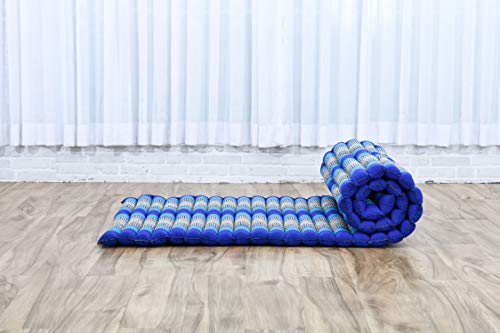 Image of Leewadee - Foldable Floor Mattress - Japanese Roll Up Futon -Trifold Tatami Mat- Guest Floor Bed - Camping Mattress - Thai Massage Mat, Kapok Filled, 75 x 28 inches, Blue