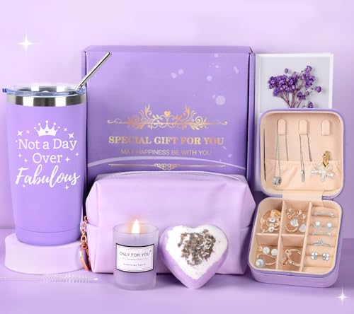 GEEKEO Regalos Originales Cumpleanos para Mujer Pack Regalo Mujer con Taza Termo Vela Perfumada y Joyero Viaje,Regalos para Amiga Mama Esposa,Regalo Navidad San Valentin Caja de Rgalo Aniversario
