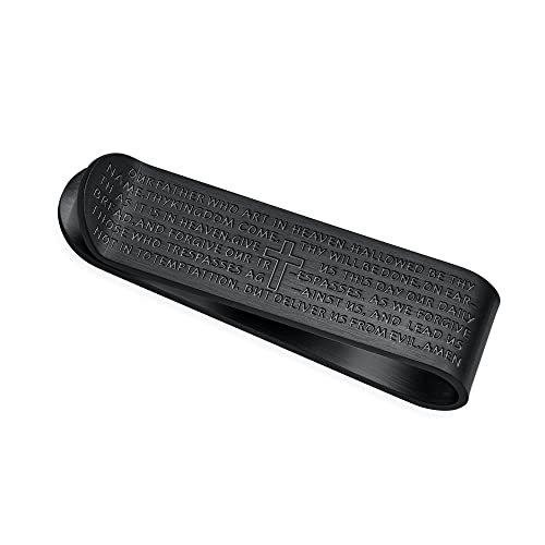 Pinza para Billetes con Cruz grabada en Acero Inoxidable Premium Negro
