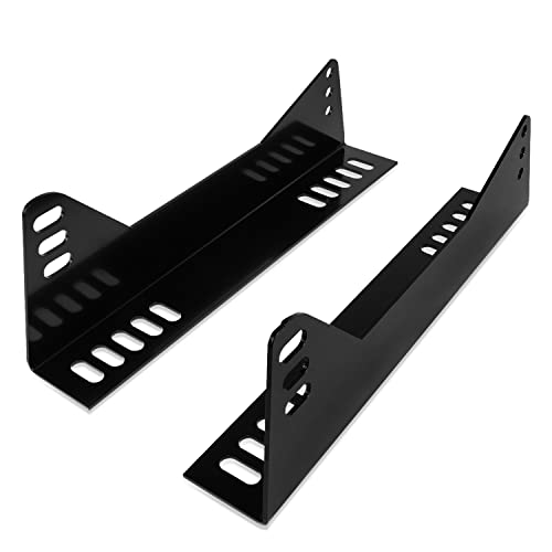 Auto Dynasty Pair of Universal Aftermarket Bucket Racing Seat Side Mount Brackets Adapter, Driver or Passenger Side, Black Powdercoated