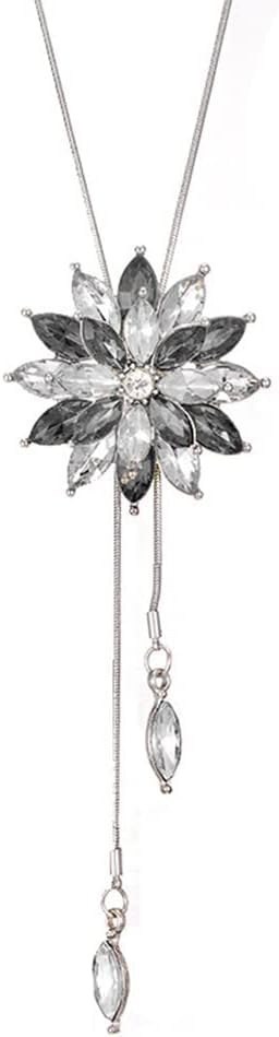 TOFBS Collar Cristal Flor Azul Colgante Cadena Ajustable Joyería Elegante Mujer Bisutería Cristales Brillantes Diseño Floral