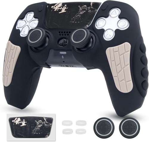 Image of Meyaar PS 5 Controller Cover Case, Anti-Slip Silicone Cover Skin Compatible with PS5 Dual Sense Controller with Thumb Grip Caps, Joystick Protectors (Grey)