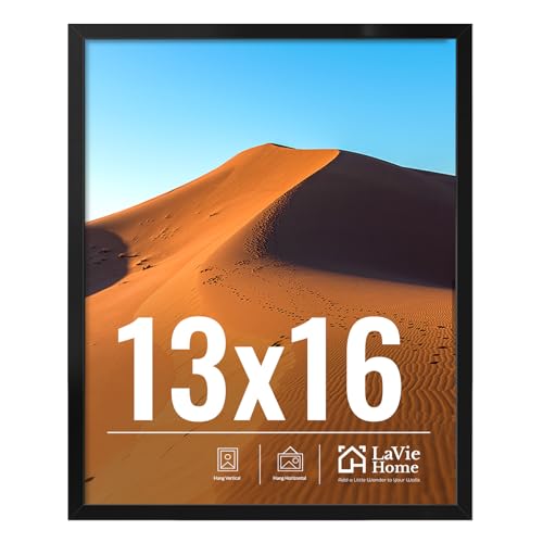 Image of LaVie Home 13x16 Picture Frame for Wall Display, 13x16 Black Picture Frame with HD Plexiglas, 13 x 16 Poster Frame 1 Pack, Display Frame for Vertical or Horizontal, Classic Collection