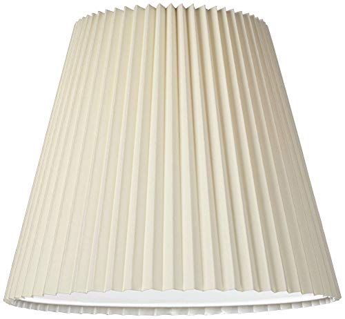 Ivory Pleated Large Lamp Shade 10" Top X 17" Bottom X 14.5" High X 14.75" Slant (Spider) Replacement With Harp And Finial - Springcrest #TOP2