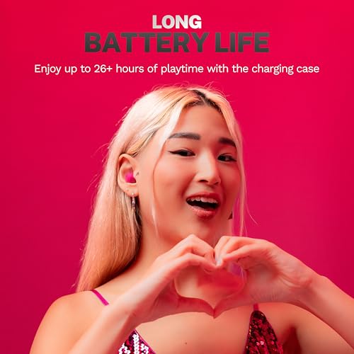 Image of JLab Go Air Pop+, True Wireless Earbuds, Bluetooth Earbuds with Microphone, Dual Connect, EQ3 Sound, Dark Pink