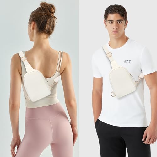 Image of VOROLO Small Sling Bag For Men and Women,Crossbody Bags For Women with Ajustable Strap Trendy Cross body Bag Beige