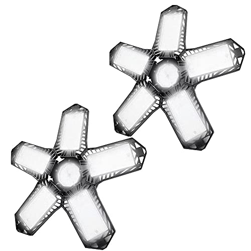 2-Pack LED Garage Light 100W LED Garage Light E26/E27 Garage Lights Ceiling Shop Light Deformable Garage Lights LED Garage Lighting Garage Light, Garage Lights Ceiling LED for Garage, Barn, Shop