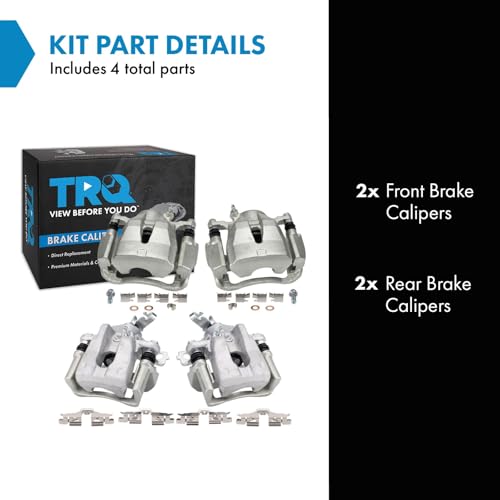 Image of TRQ Front and Rear Brake Caliper Set Zinc Coated Brackets Hardware Compatible with 2009-2010 Pontiac Vibe 2009-2013 Toyota Matrix