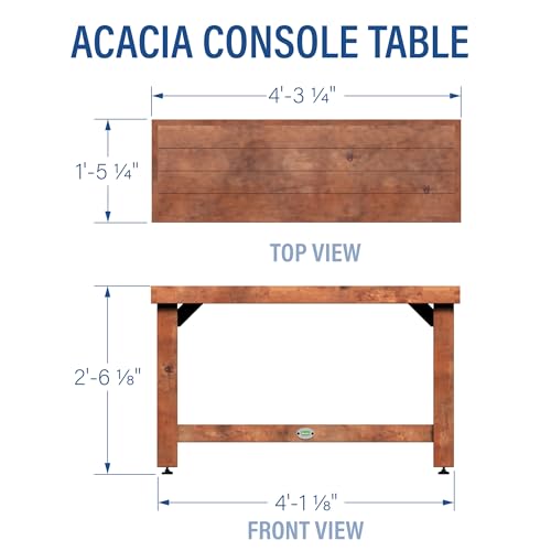 Backyard Discovery 48" Acacia Wood Farmhouse Narrow Console Table with Lower Slat Storage Shelf, Water-Resistant Design for Patio, Deck, Entryway, Living Room, Sofa Table, Indoor or Outdoor Use - image 3