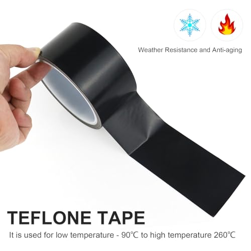 Image of BOMEI PACK Black PTFE Teflonn Glass Cloth Tape, 2'' x 33ft High Temperature Tape Fiberglass Adhesive, Heat Resistant for Fabric,High-Speed Sealing Machine,Vacuum Sealer Machine,1 Pack