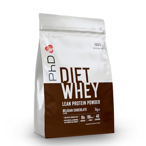 PhD Nutrition Diet Whey Protein Powder | Belgian Chocolate Whey Protein | Supports Lean Muscle & Recovery, 40 Servings, 1 Kg