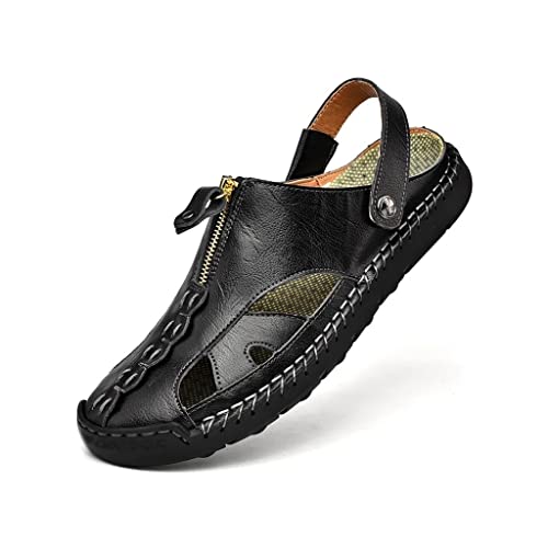 Men's Sandals Breathable Beach Shoes Leisure Flats Men Casual Shoe Slip on Retro Sandals(43)