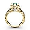 Goldenchen Fashion Jewelry 14k Gold Plated Emerald Diamond Ring Women Anniversary Engagement Wedding Gemstone Ring (7) #2