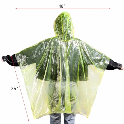 20 Pack Disposable Rain Ponchos for Adults, Clear Plastic Emergency Raincoats with Hood, Individually Wrapped Bulk Rain Ponchos Waterproof Family Pack Camping2