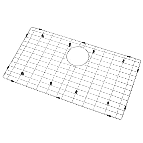 LQS Kitchen Sinks Grid Sink Protectors for Kitchen Sinks 28 3/8 x 15 3/8 with Rear Drain Hole for Single Sink Bowl Stainless Steel Sinks Grate Sink Protector Sinks Bottom Grid