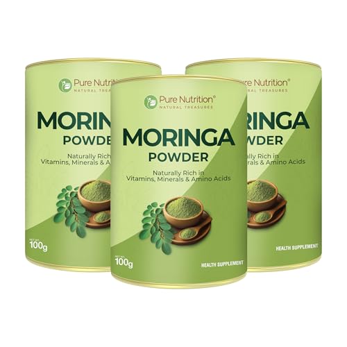 Image of Pure Nutrition Moringa Powder, 300g (100g x3) | Helps in weight management | Reduces stress levels | Improves immunity and energy levels | Packed with vitamins, minerals and amino acids