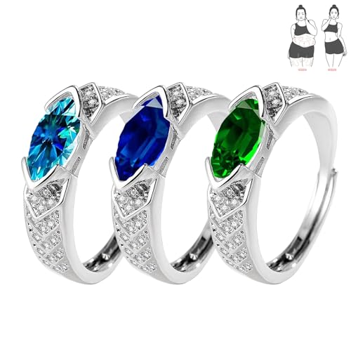 IENRGJ Magnetic Lymphatic Therapy Titanium Ion Moissanite Diamond Ring, Unclog Bloodstream and Lymph Nodes, Moissanite Magnetologys Ring, Fashionable Open Cubic Zirconia Ring (3pcs-b)