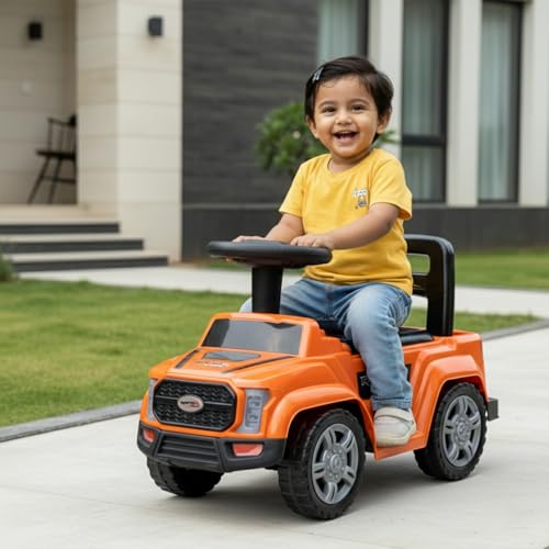 Image of Toy Zone Raptor Baby Ride on Car for Kids, Toddlers Push Ride Baby Kids Car with Backrest, Push Ride on Toy Jeep with Music & LED Light, Under Seat Storage, 2 to 5 Years (Orange)