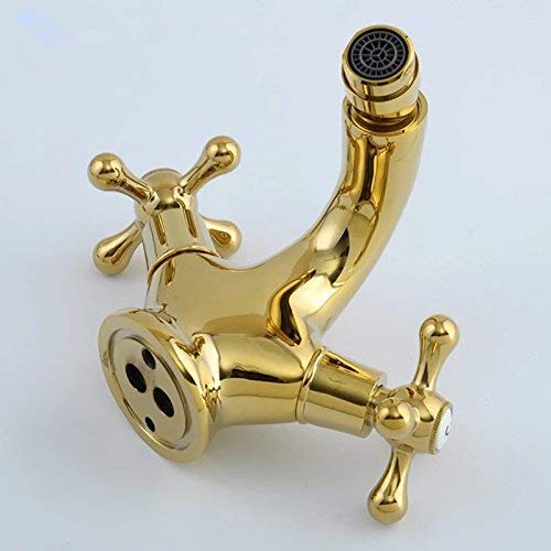 Rubinetto per Bidet in Oro Con Doppio Manico Dorato - Ottone Antico per Bagno Vita Interessante