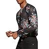Men's Long Sleeve Shirts, Slim Fit Floral Graphic Print See Through Tops, Crew Neck Black All-Match Basic T-Shirt for Going Out, Sheer Muscle Pullover Undershirt for Party Rave Disco Clubwear #3
