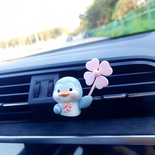 Image of Cute Car Air Freshener Vent Clips, 3D Animal with Mini Fan Diffuser Vent Clip, Air Conditioning Decoration Car Accessories for Women and Men