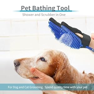 All-in-One Dog Grooming Bath Tool: Shower Scrubber, Dog Washing Gloves, Perfect for Cat and Dog Grooming, Pet Store Essential, Brush Glove & Hose Sprayer by Busteelight