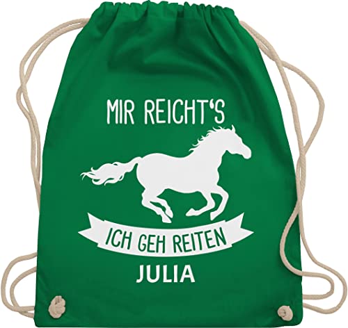 Turnbeutel Rucksack - Pferd Pferde - Mir reichts ich geh reiten - Unisize - Grün - tasche zum reit sachen für mädchen pferden gehe beutel pferderucksäcke pferdemotiv reicht s stoffbeutel