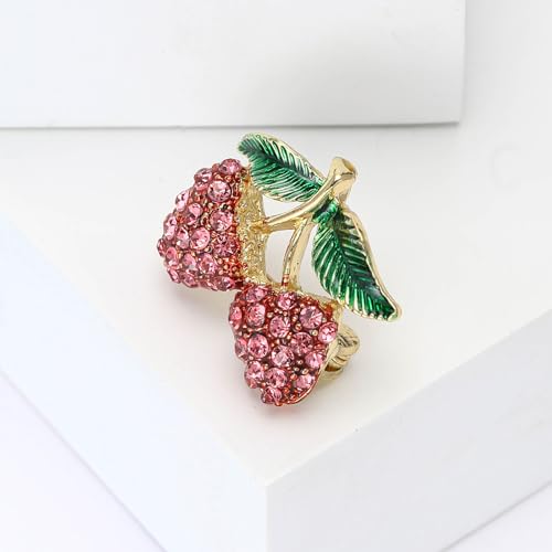 Image of Enamel Fruit Brooch for Women Rhinestones Fruit Lapel Pin Elegant Fruit Brooches Jewelry Gift, Perfect for Dresses Hat Bag
