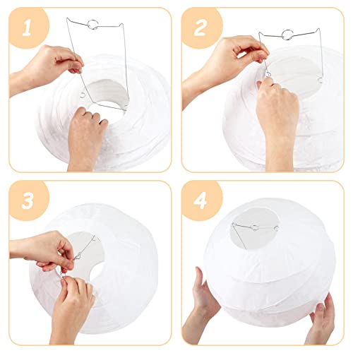 Encham Lampenschirm Gerippter Papierlaterne runde Lampion 30 cm 12\ Deko für Party Garten Hochzeit Geburtstage Dekoration